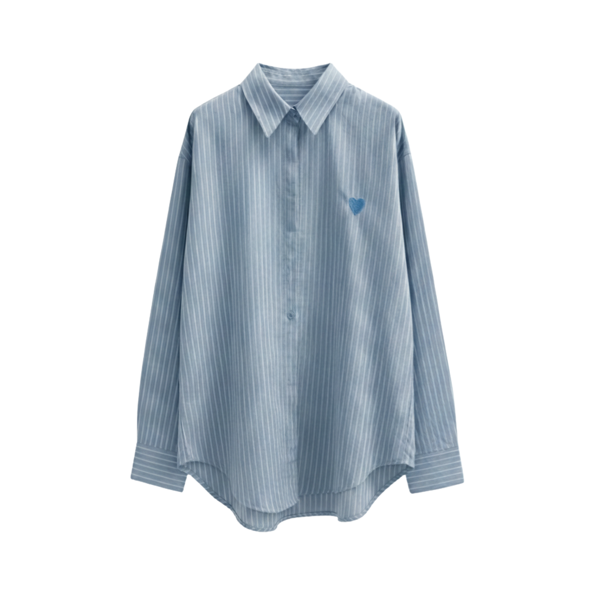 PINSTRIPE HEART EMBROIDERED SHIRT (فستان)"SAIMA"