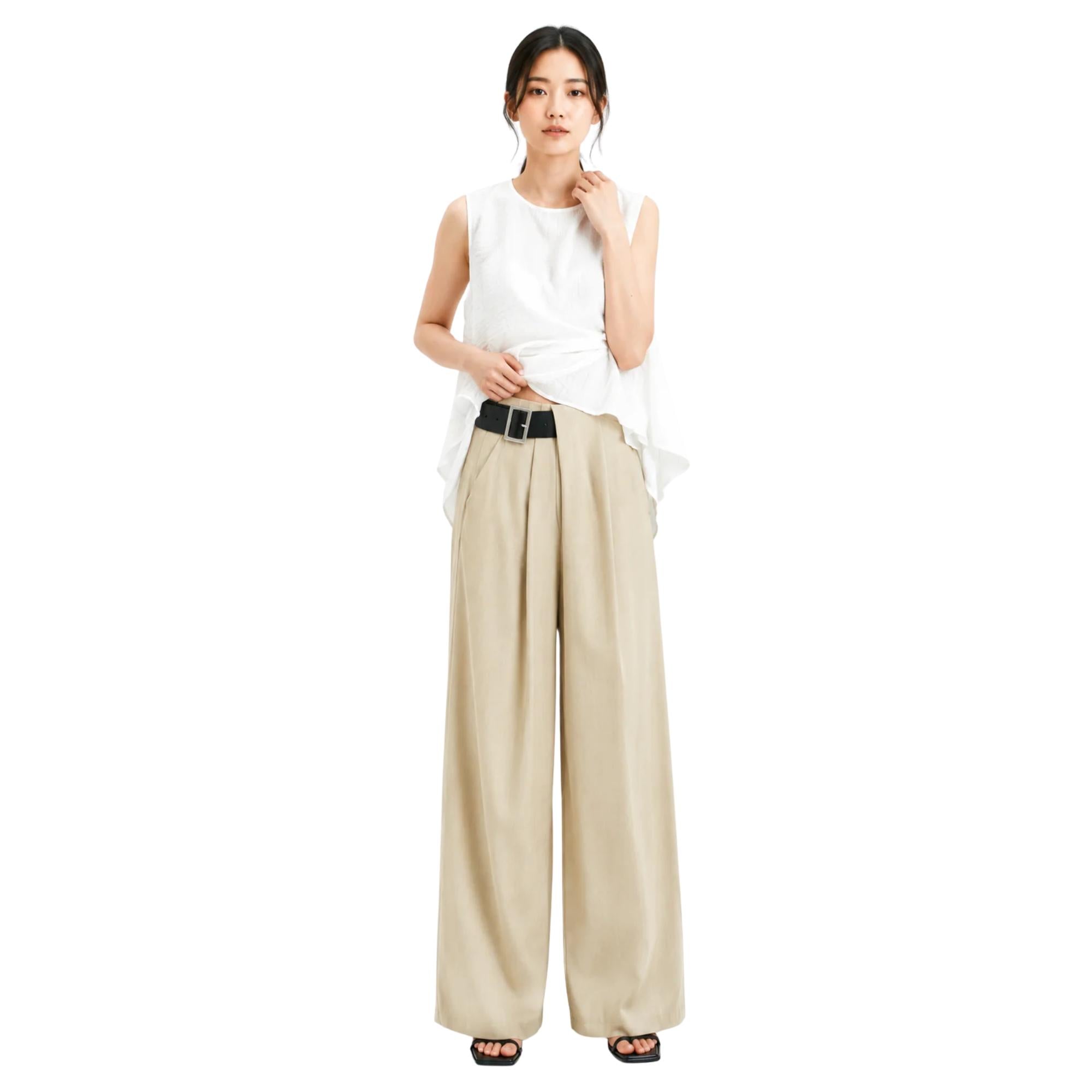 PLEATED WIDE-LEG TAILORED TROUSERS (بنطلون) “BUKCHON”