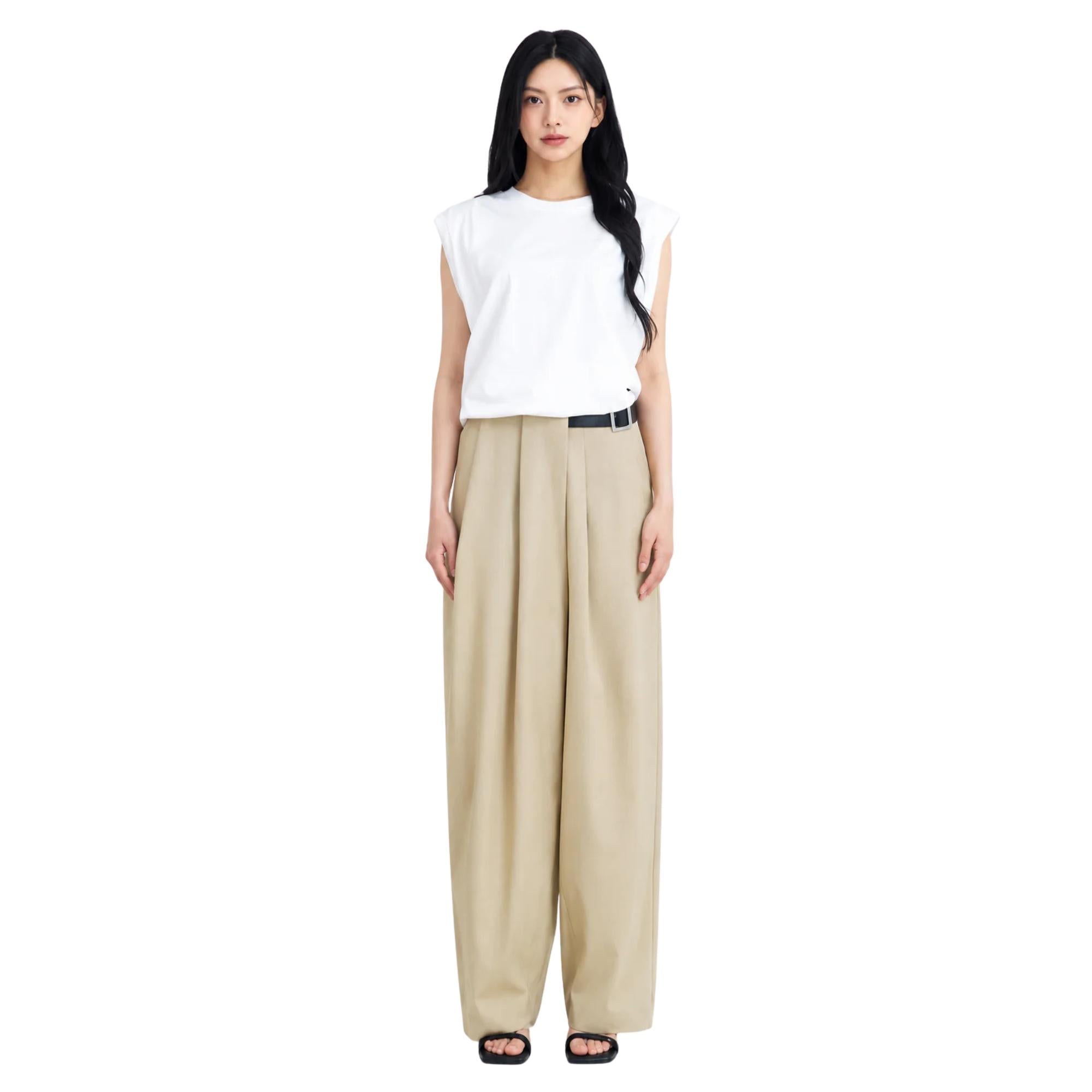 PLEATED WIDE-LEG TAILORED TROUSERS (بنطلون) “BUKCHON”