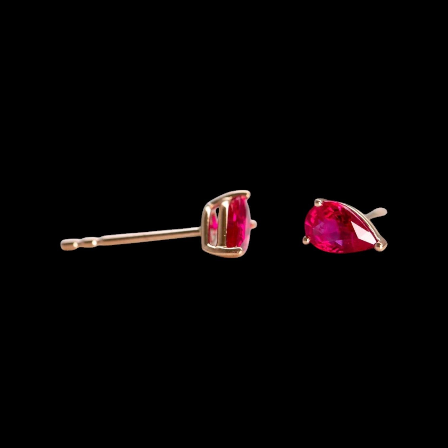 Burma 0.95ct total weight Ruby Pear Cut Stud Earrings set in 18K Rose Gold