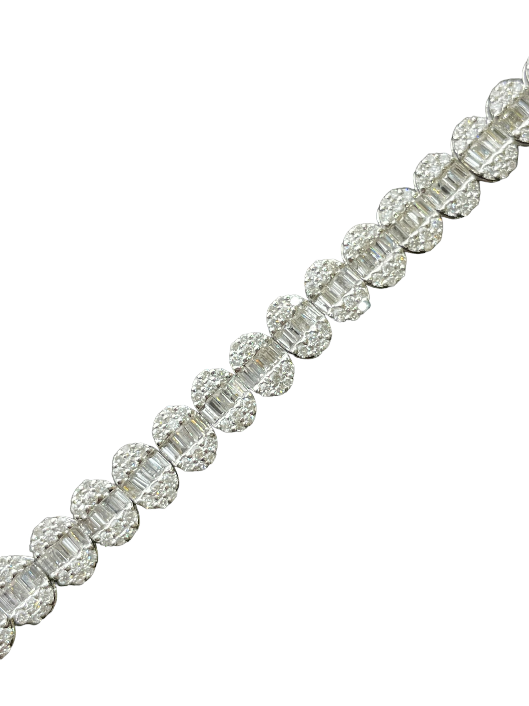 Baguette & paved white diamond bracelet