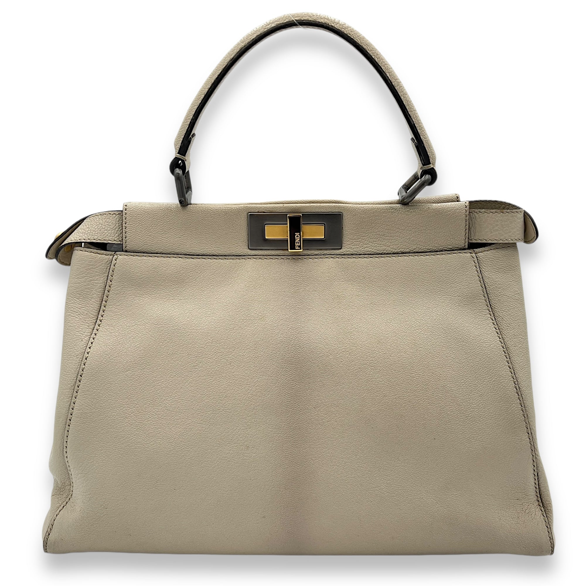 Fendi  Peekaboo Medium Top handle bag in Calfskin, Silver Hardware S2406402AN