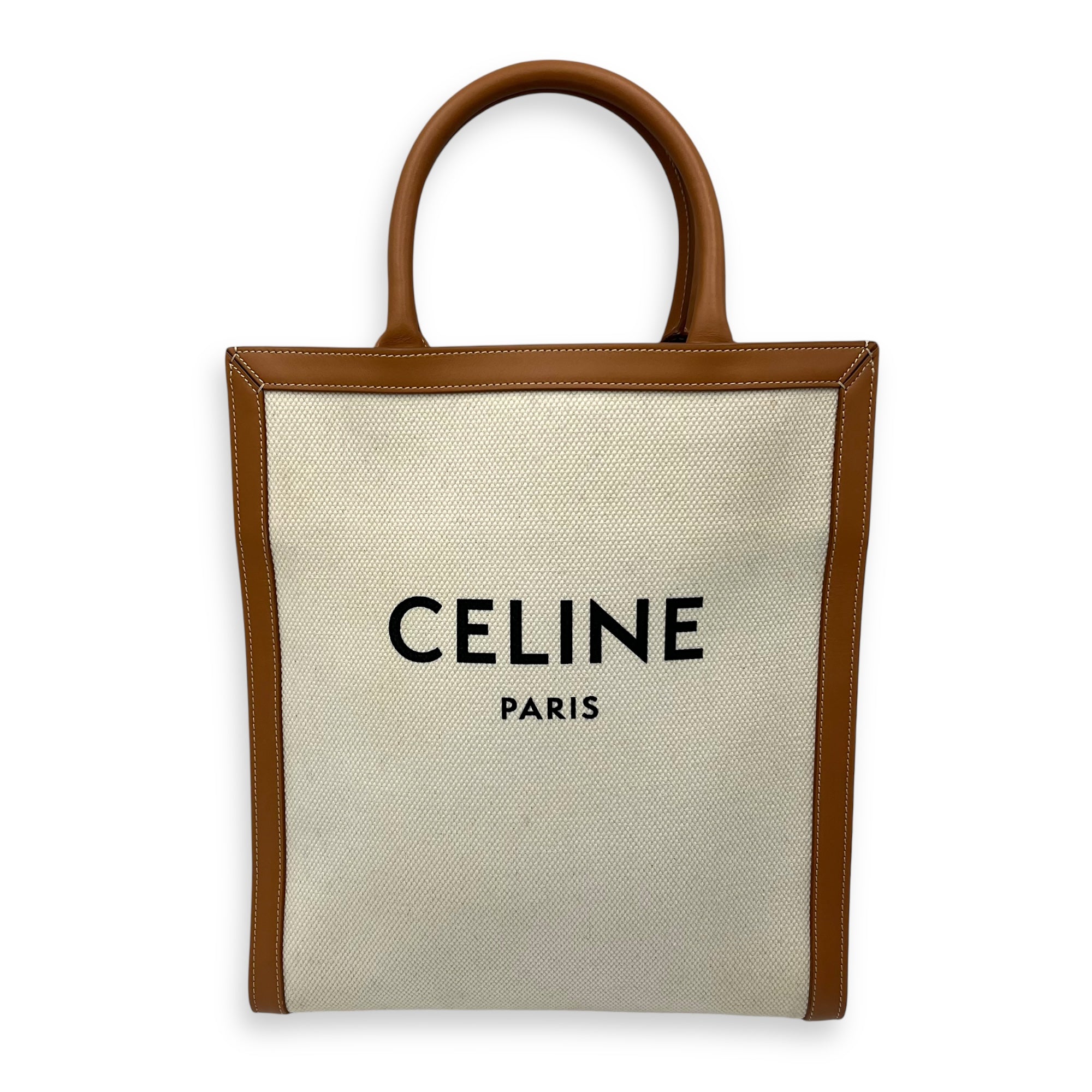 Celine Cabas Top Handle Bag Brown in Canvas, Gold hardware S2502-004343CH
