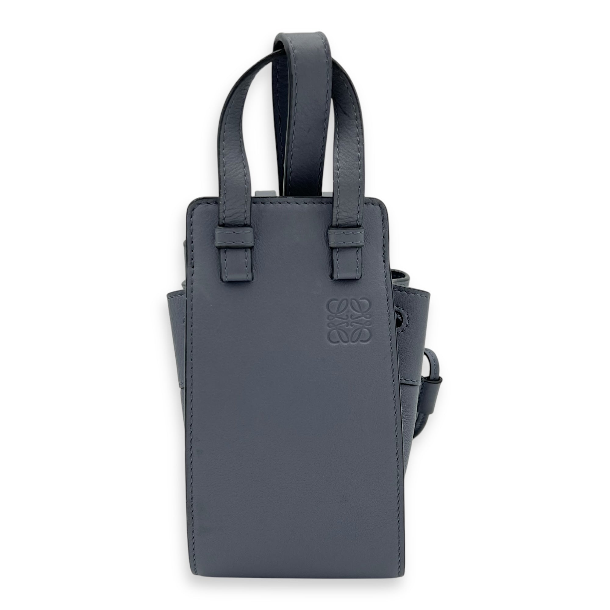 Loewe Hammock Mini Blue Shoulder Bag in Calfskin, Silver hardware S2508-007600AN