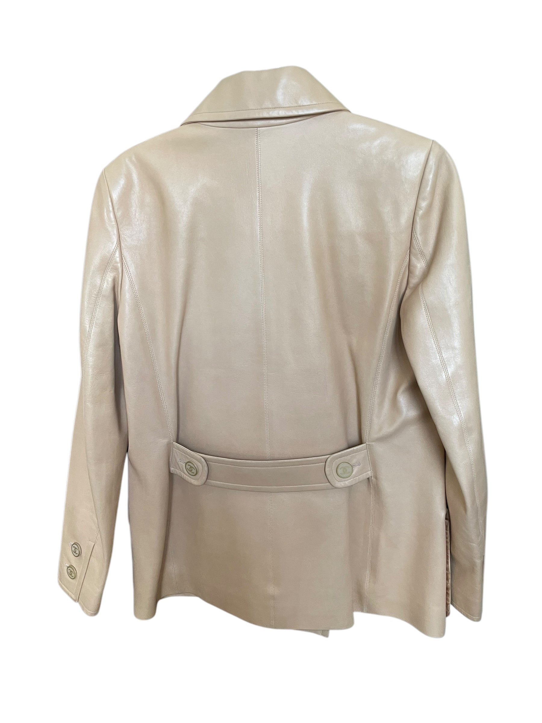 Chanel 01A CC Buttons Leather Jacket Beige DXBK0164