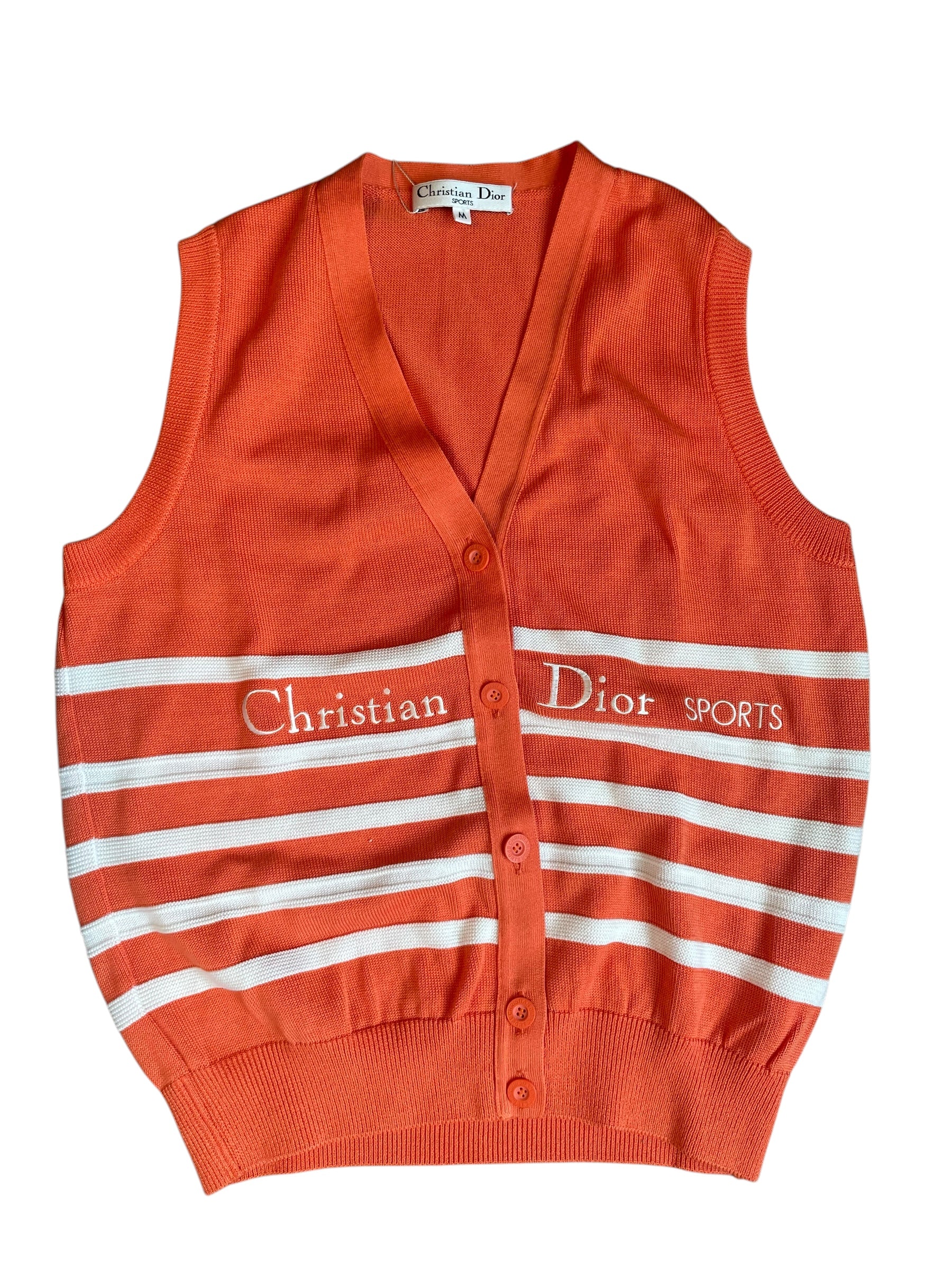 Dior Sports Logo Stripe Vest Orange White DXBK0117