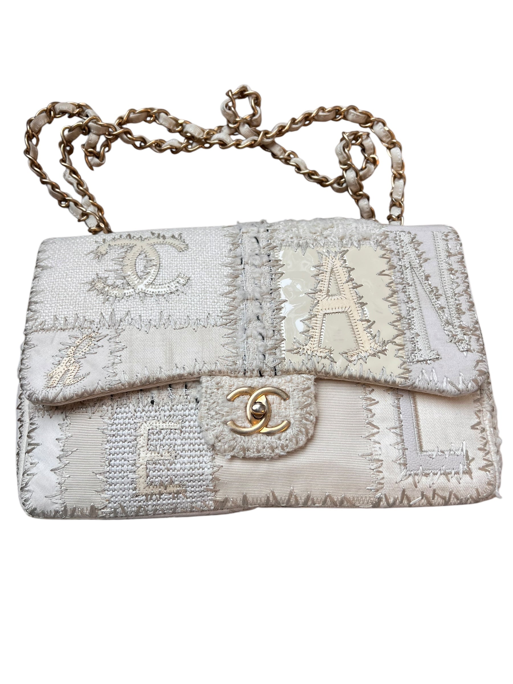 RARE Chanel White Patchwork Jumbo DXBK0071