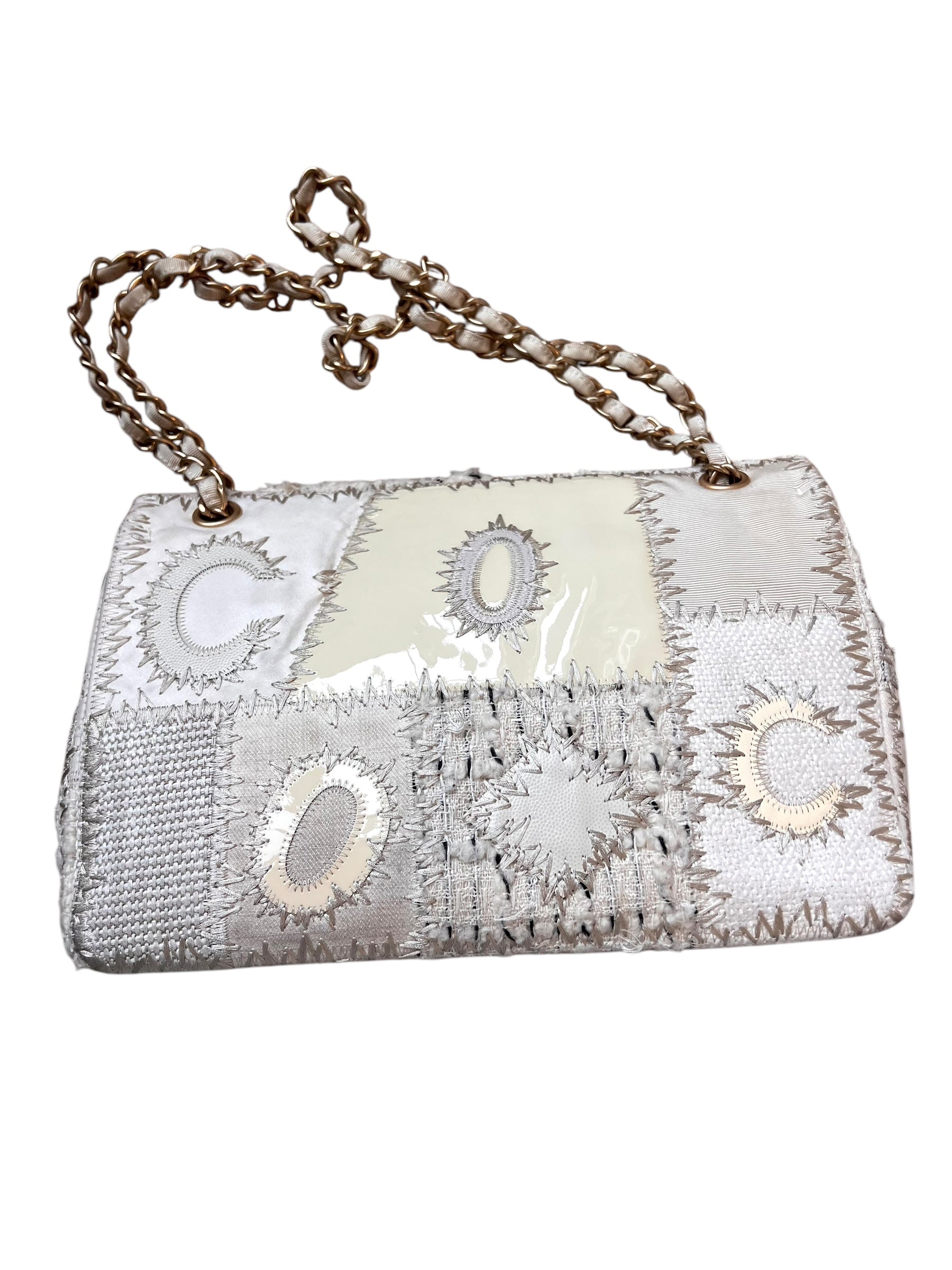 RARE Chanel White Patchwork Jumbo DXBK0071