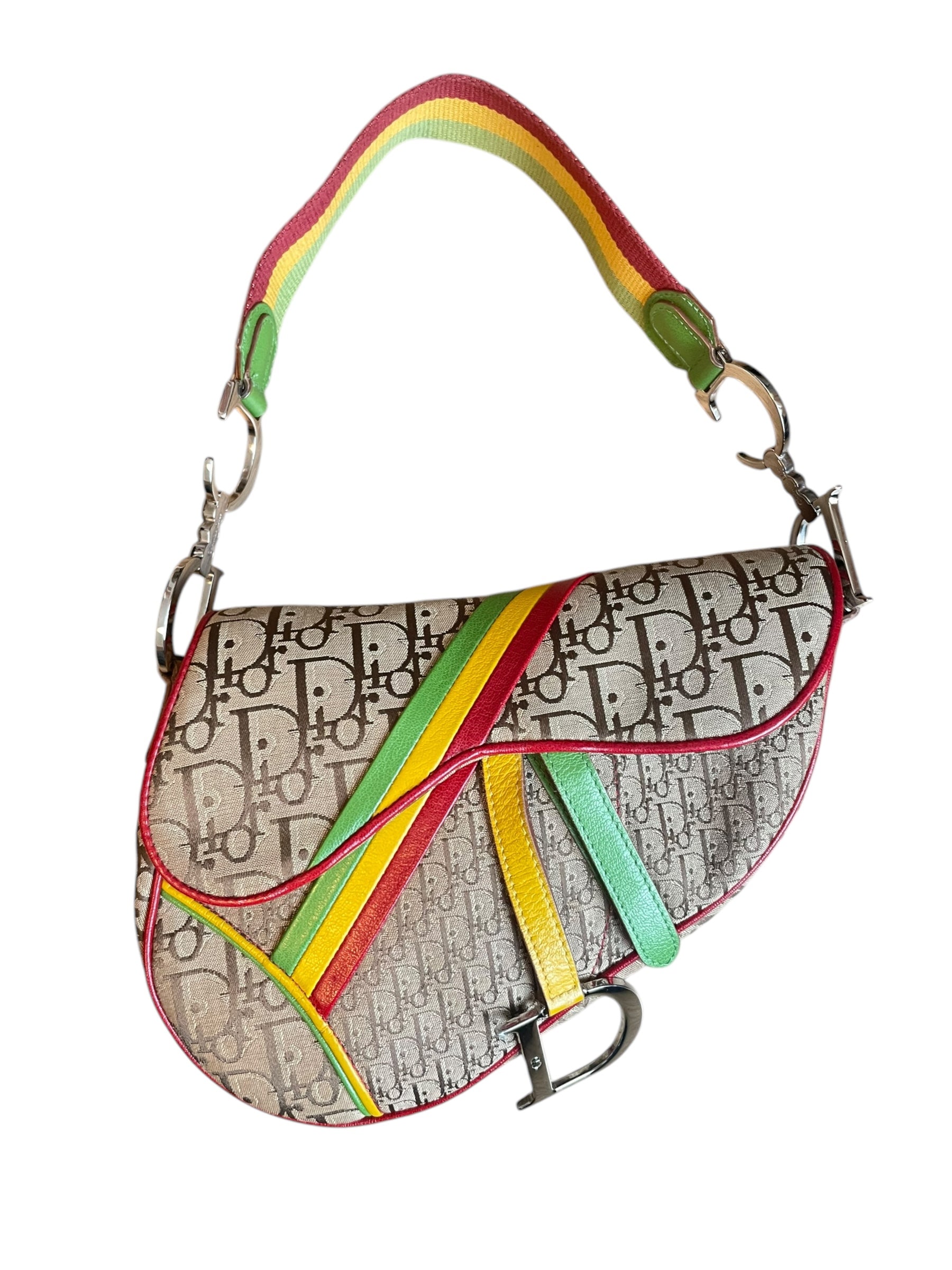 Dior Trotter Monogram Saddle Bag Rasta Color  DXBK0118