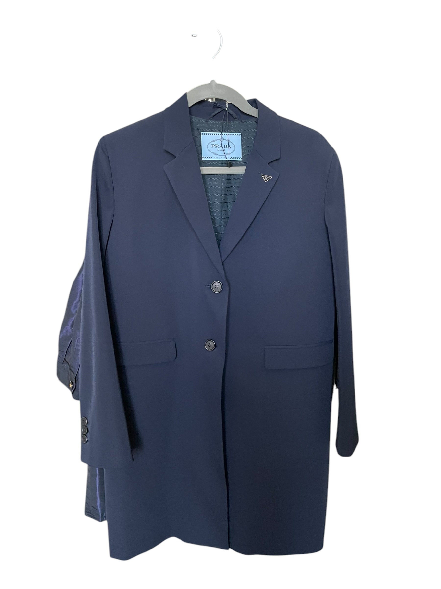 New with Tags Prada Navy Blazer Trench Coat Sz 44 DXBK0224