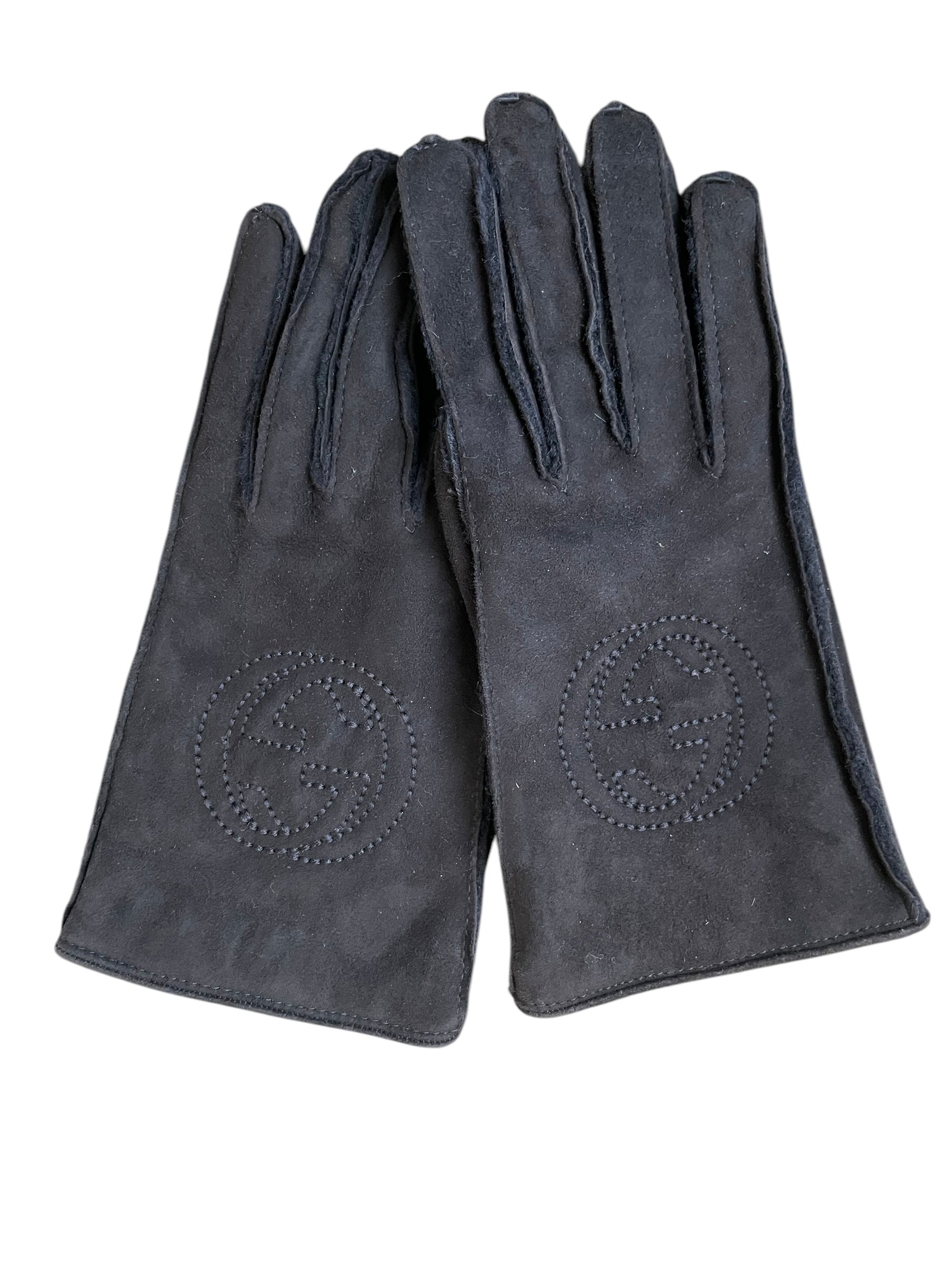 Gucci GG Interlocking Gloves Brown Suede DXBK0151