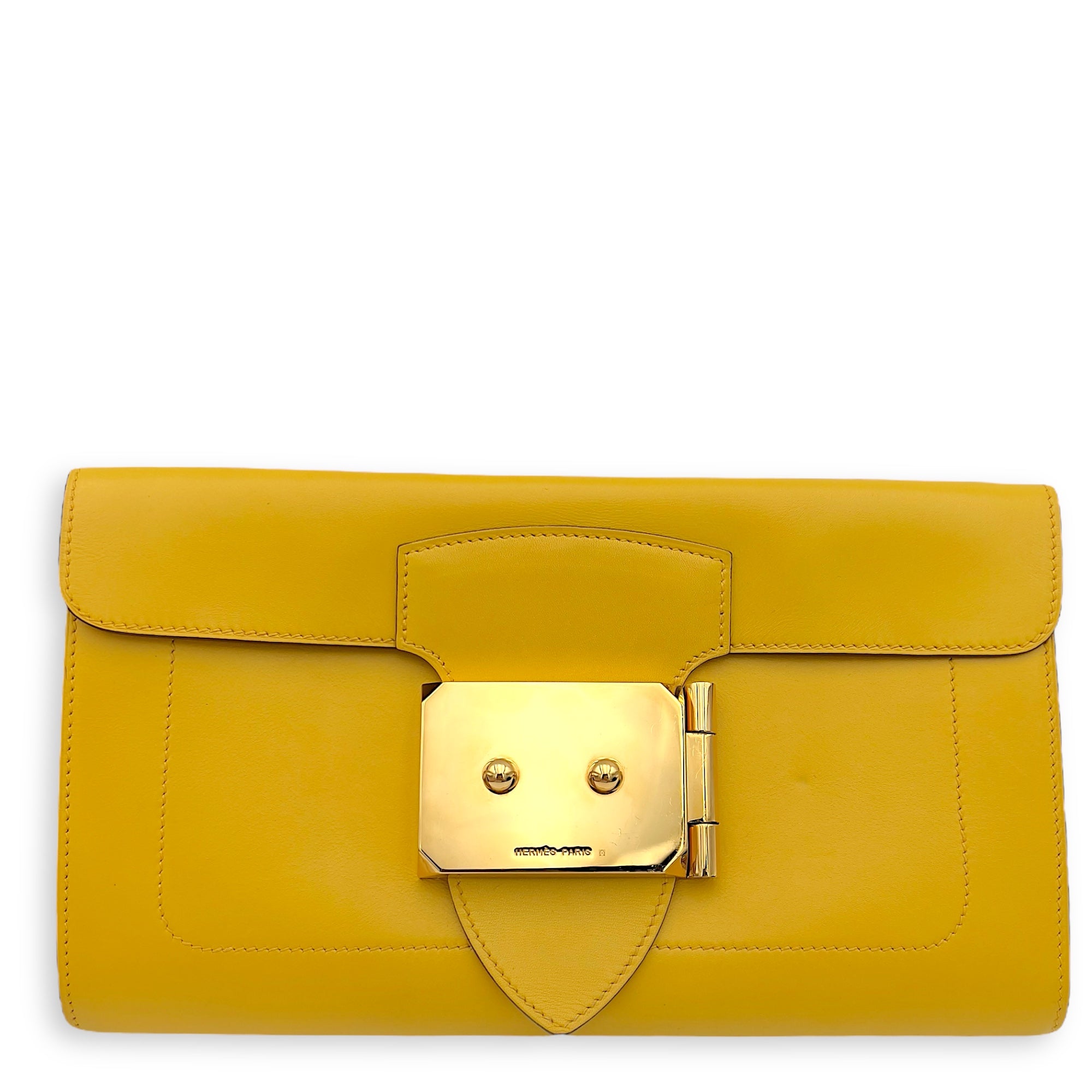 Hermès Goodlock Soleil Clutch in Swift, Gold hardware S2505-006400TT