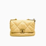 Chanel Small 19 Beige Quilted Lambskin Flap Bag Multicolor Hardware