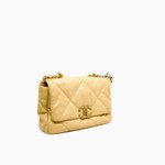 Chanel Small 19 Beige Quilted Lambskin Flap Bag Multicolor Hardware