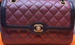 Chanel Single Flap In Lambskin Black/Burgundy Ghw