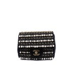 Chanel Mini Square Black Pearl And Chains Lambskin Quilted Flap Bag GHW