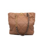 Chanel 19 East West Shopping Tote In Calfskin Dark Beige