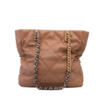 Chanel 19 East West Shopping Tote In Calfskin Dark Beige