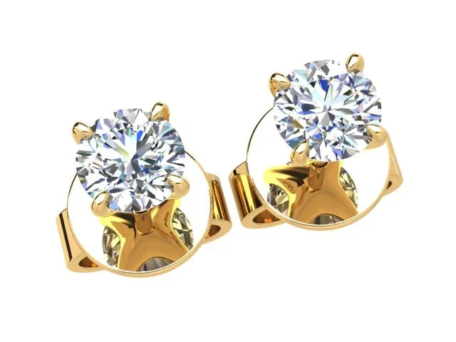 1.00ct Diamond Studs set in 18K Yellow Gold