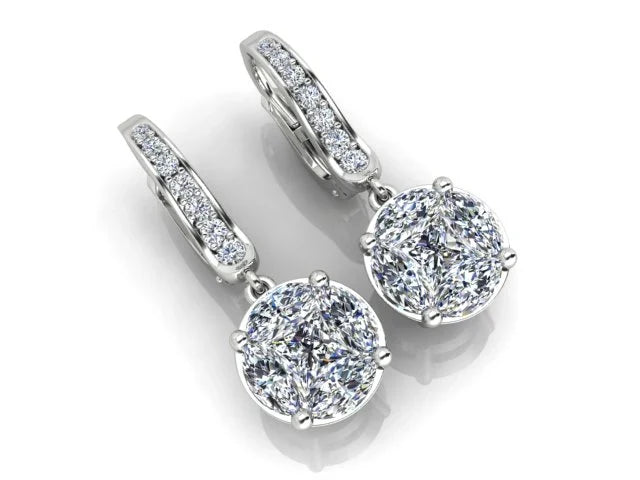 Diamond Drop Earrings set in 18K White Gold