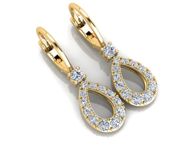 0.80ct Diamond Drop Earrings in 18K Yellow Gold
