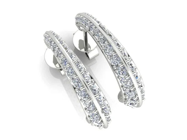1.17ct Diamond Hoop Earrings set in 18K White Gold