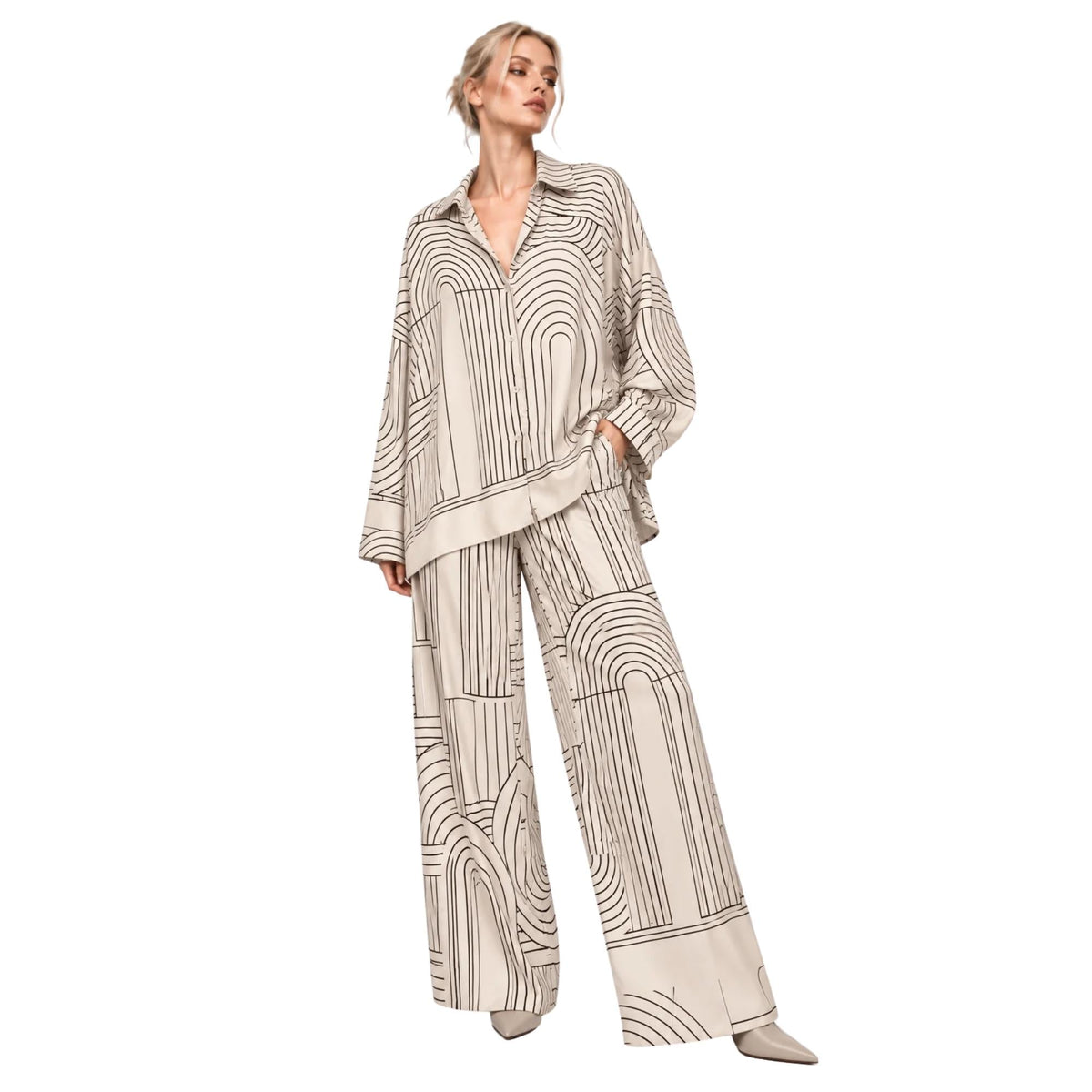 RETRO LINE PRINT CO-ORD SET زوج “VERA”