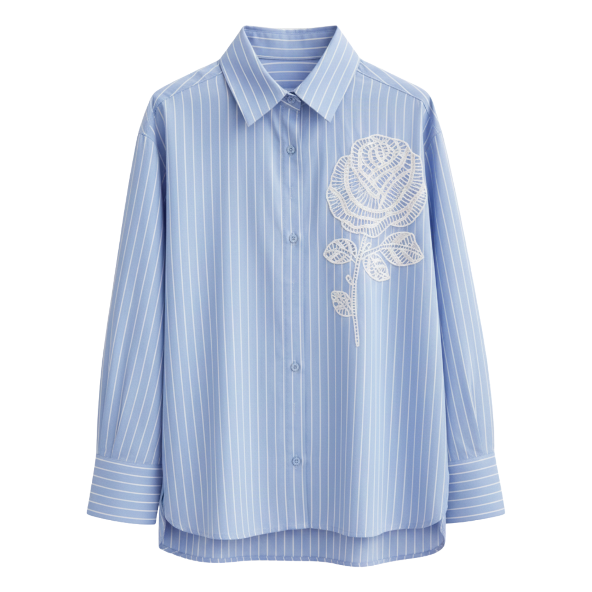 ROSE EMBROIDERED STRIPE SHIRT (فستان)"PIA"
