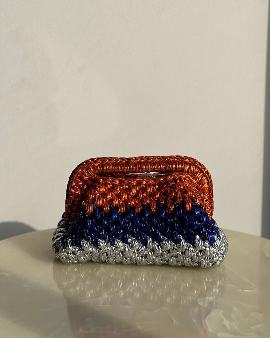 Rectangular Tri-Color OBS Basket Bag with Open Handle