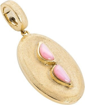 Reflections
4.74 grams of 18K Gold- 3D Gold Sunglasses set with
Hand carved Pink Opal
 ASC5464