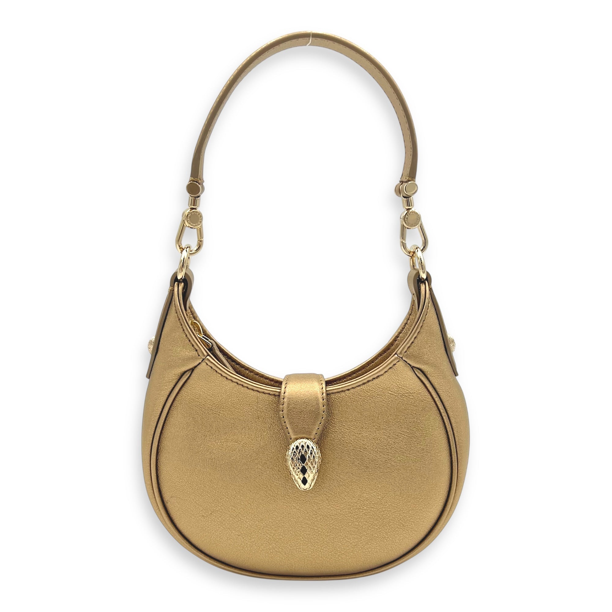 Bvlgari Serpenti Cresent Ellipse Gold Shoulder Bag in Calfskin, Gold hardware S2510-008119AN