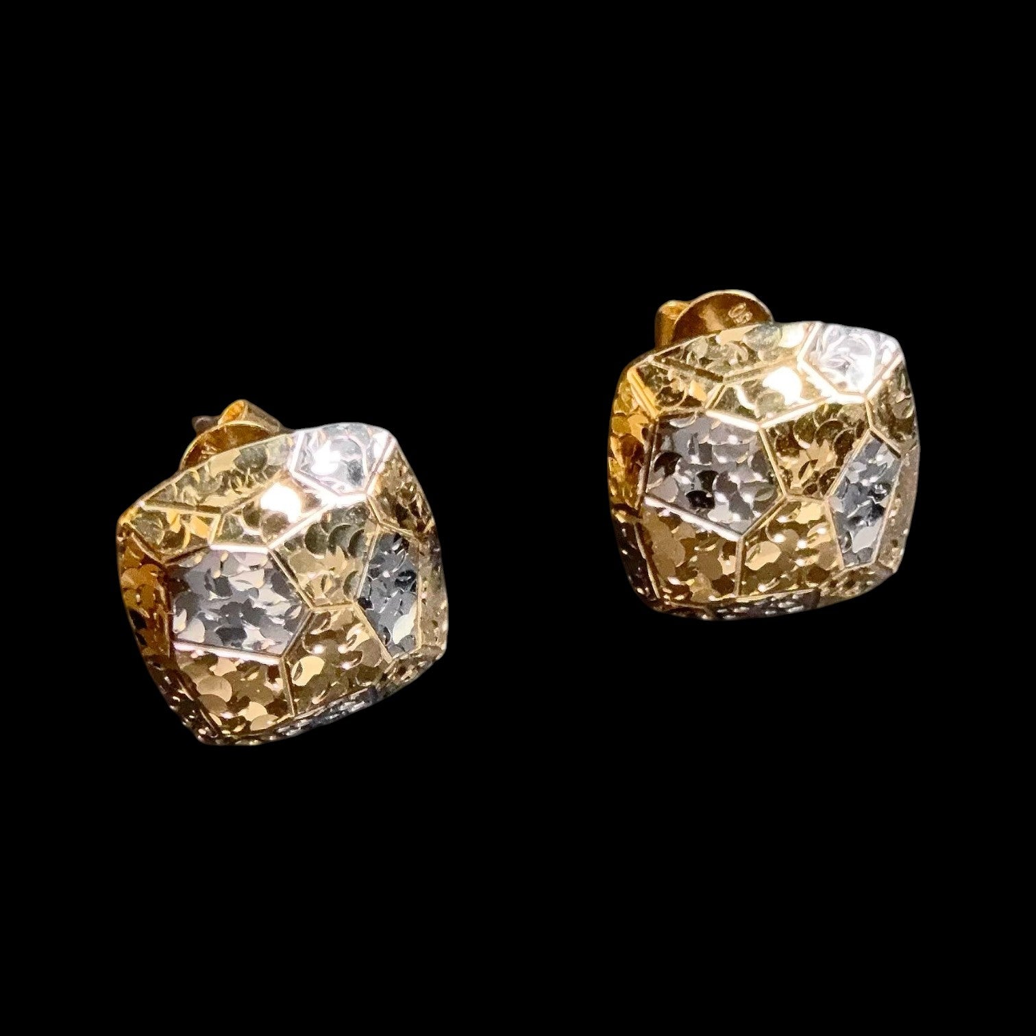 18K Solid Yellow & White Gold Earrings