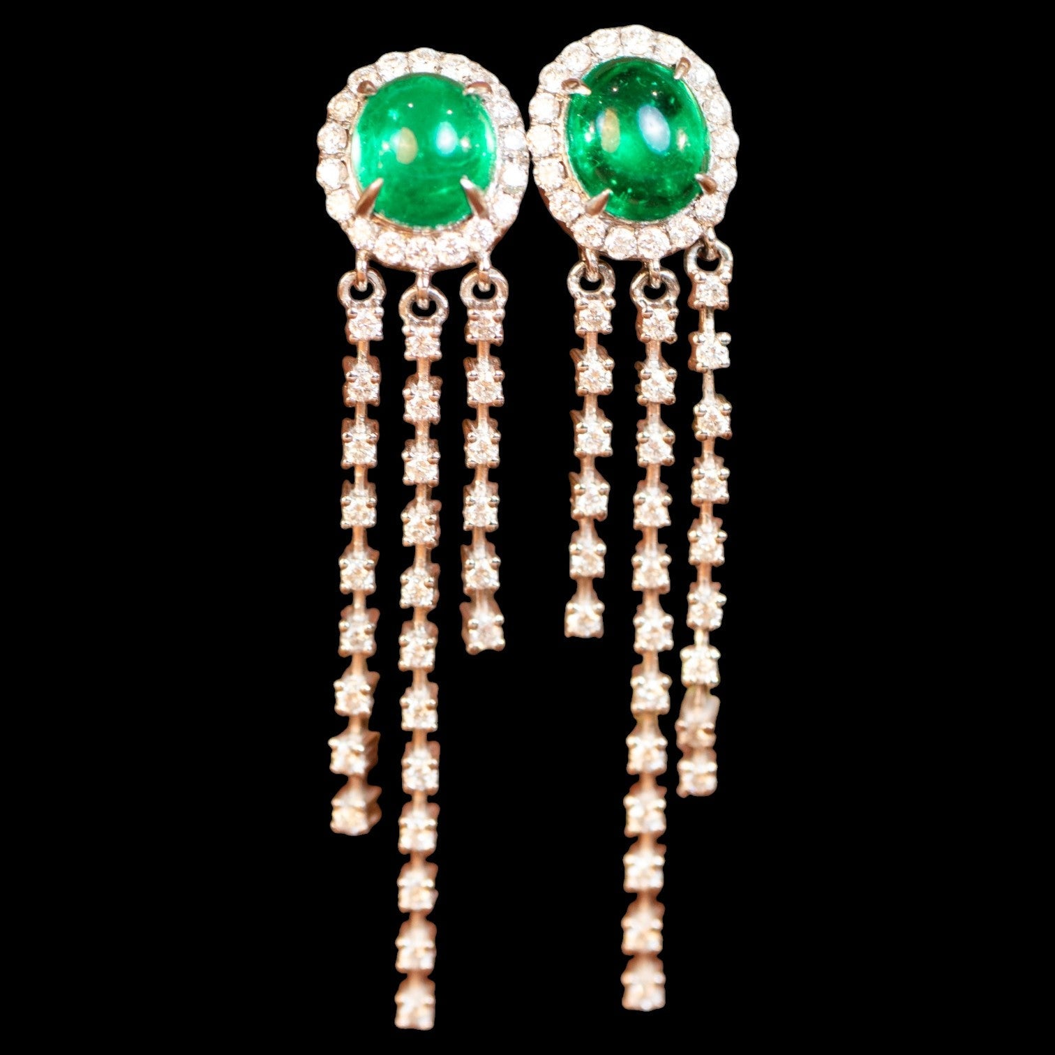 2.06ct Columbia Emerald & 0.90ct Diamond Earrings set in 18K Gold