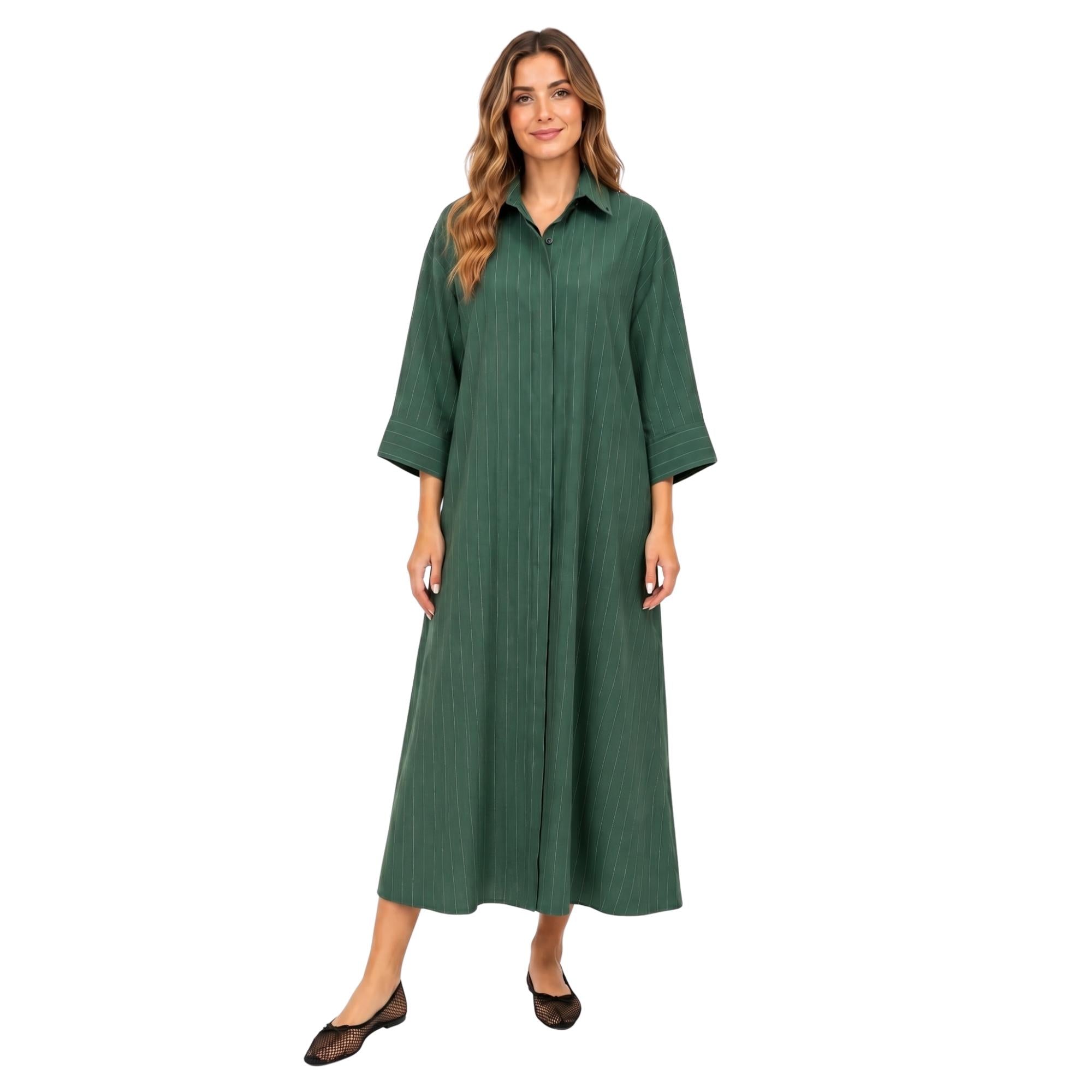 STRIPED CLASSIC SHIRT DRESS (فستان) “SELENE”