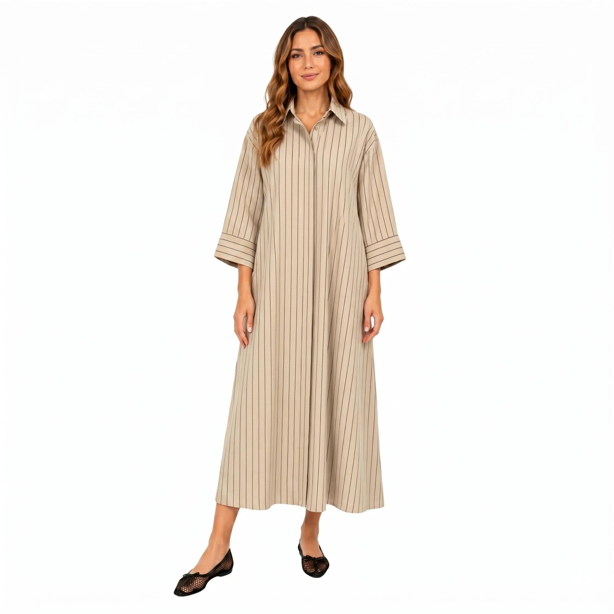 STRIPED CLASSIC SHIRT DRESS (فستان) “SELENE”