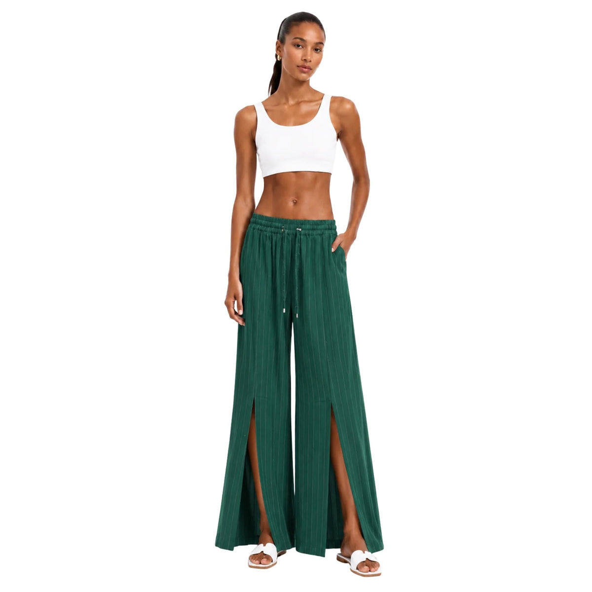 STRIPED FRONT PLEATED PALAZZO TROUSERS بنطلون “KAMELIA”