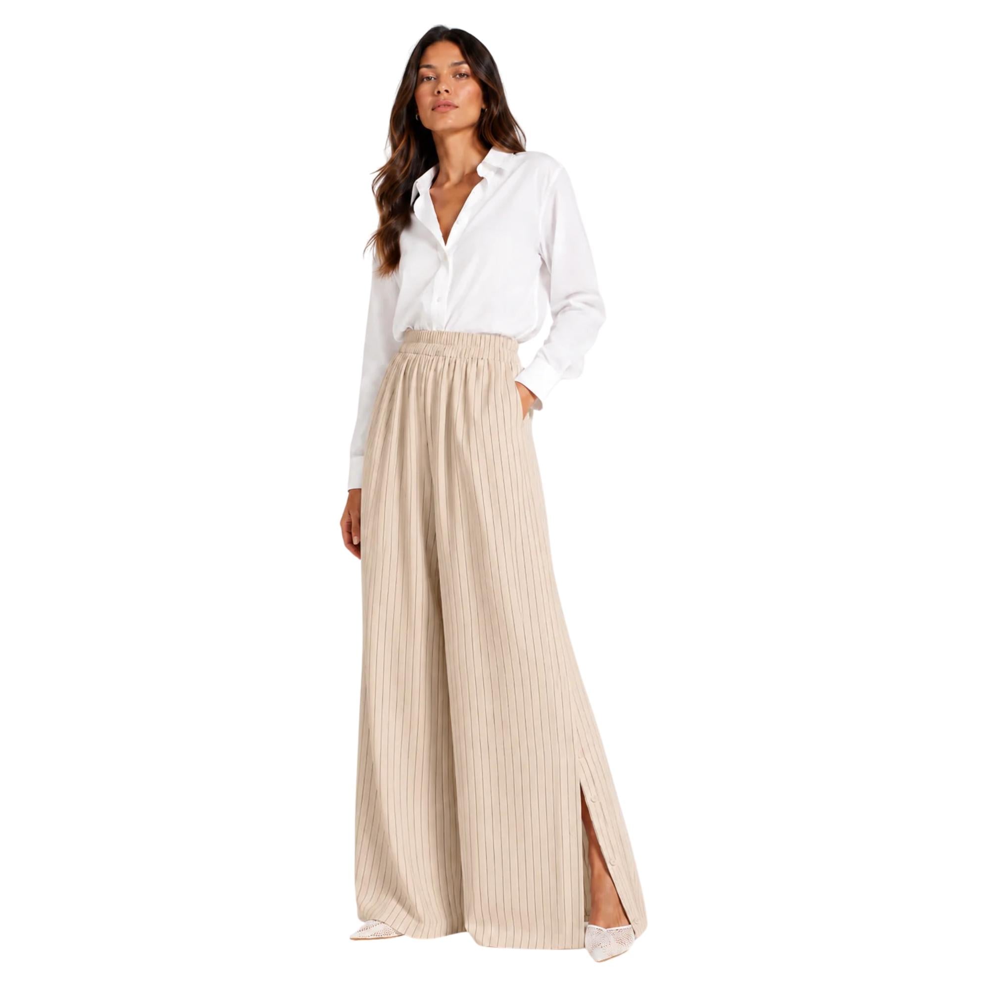 STRIPED SIDE BUTTON TROUSERS بنطلون “OPAL”