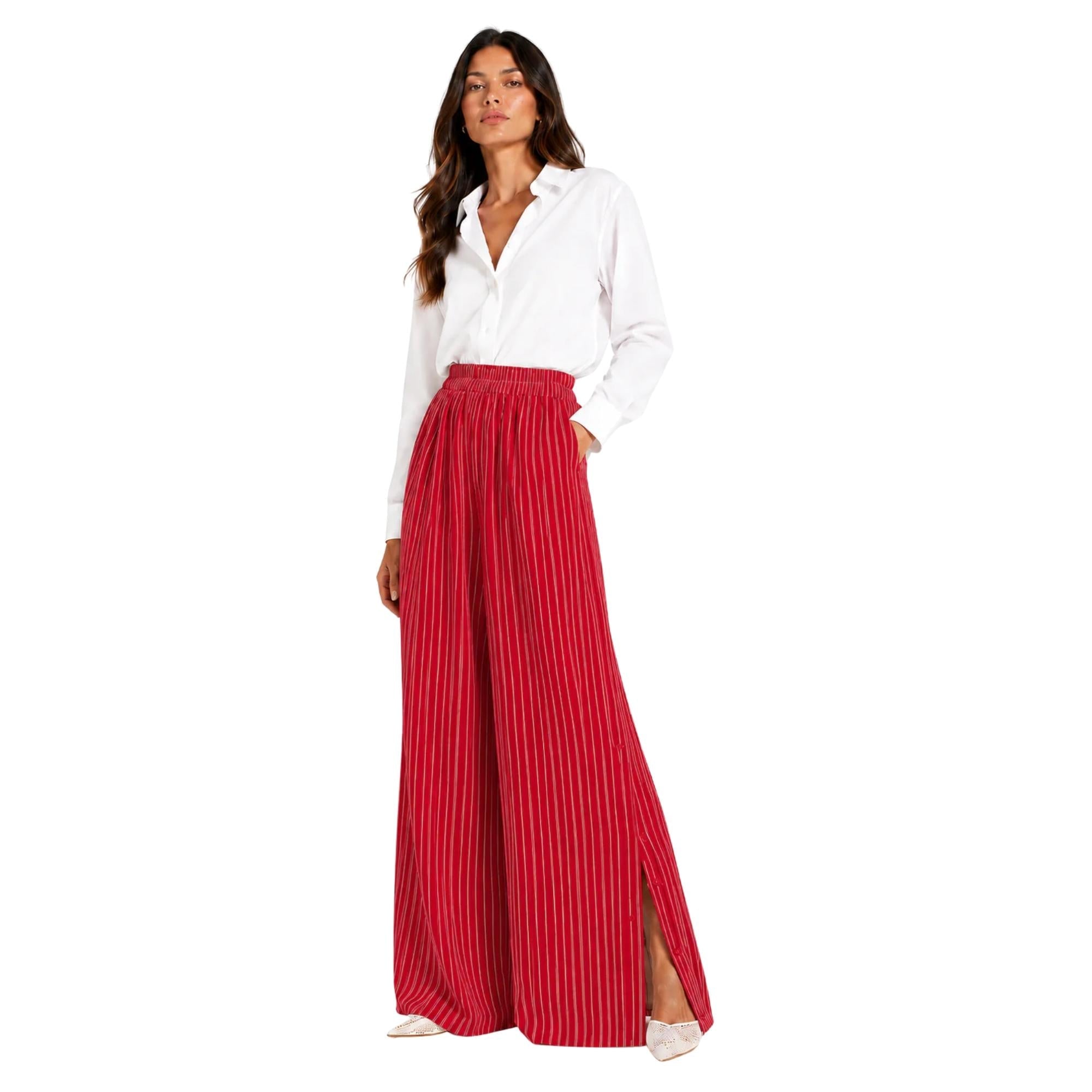 STRIPED SIDE BUTTON TROUSERS بنطلون “OPAL”