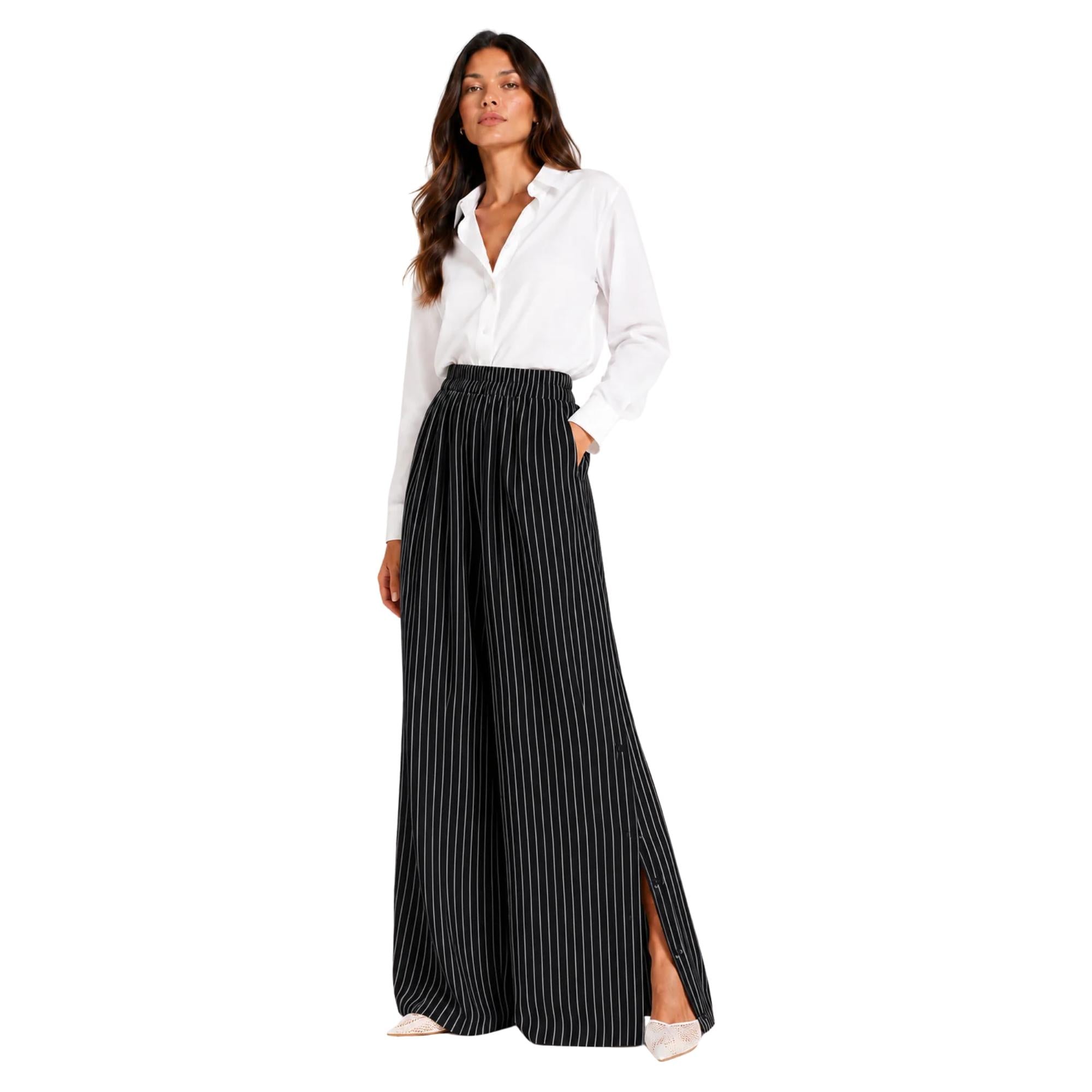 STRIPED SIDE BUTTON TROUSERS بنطلون “OPAL”