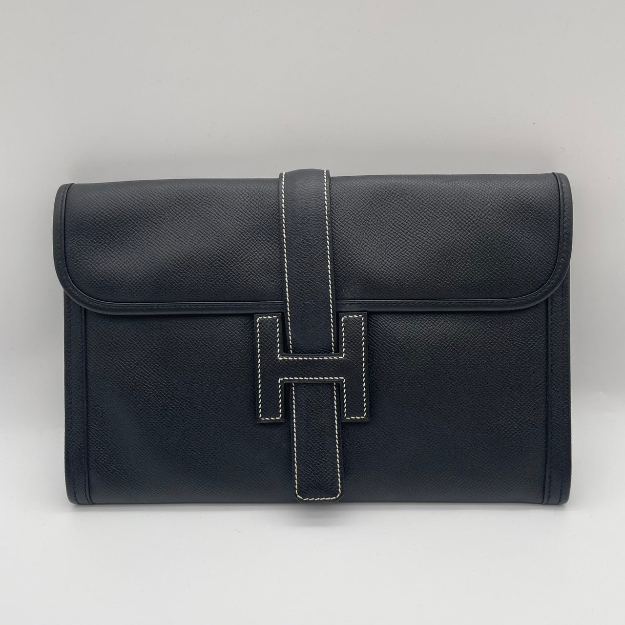 HERMES JIGE PM BLACK EPSOM CLUTCH BAG 2008 SQUARE L 90334494