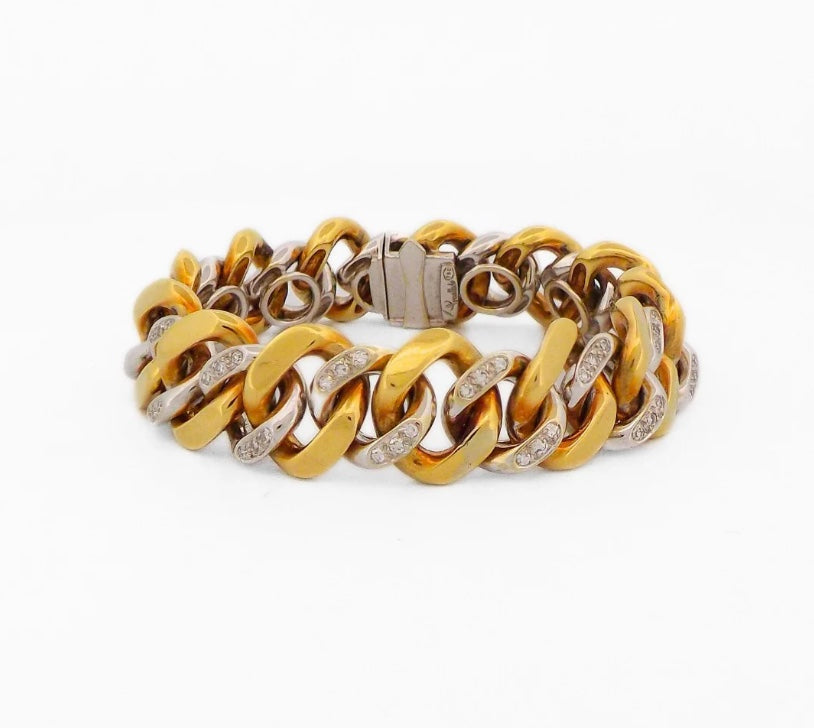 Pomellato 18K Gold Diamond Curb Link Bracelet ASC7024