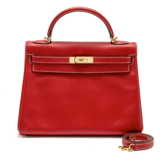 Hermes Kelly 32 Epsom Q5 Rouge Casaque / 1P Colvert LGHW Square P