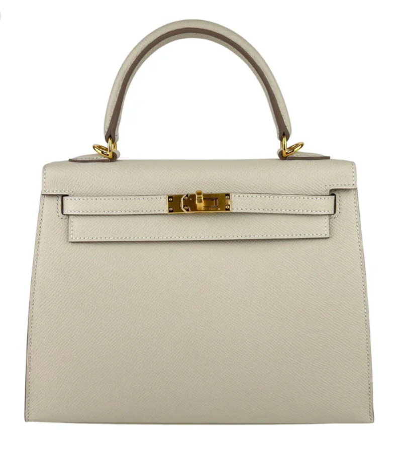 Hermes Kelly 25 Sellier Craie Epsom GHW #W SKCB-146496