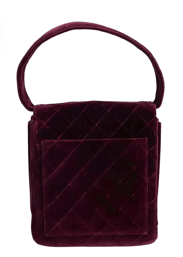 Chanel Vintage Top Handle Envelope Flap Bordeaux Velour GHW #1 656911