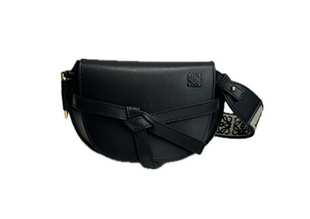 Loewe Mini Gate Dual bag in Soft Calfskin and Jacquard Black Bag
