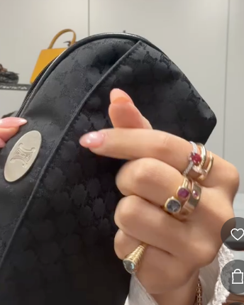 CELINE Nylon×Leather Black Celine Macadam Pouch B10222Q8G4