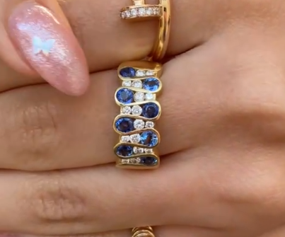 K18 Sapphire Ring S1.20 D0.38 5.3g J091225NTJ