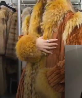 Sheared Beaver With Raccoon Collar, Cuffs And Bottom Coat - Orange GM21061535998
