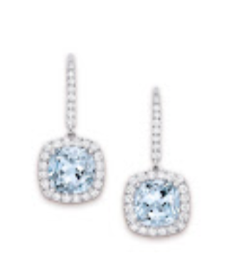 Blush ear pin 18K white gold + 2 aquamarine (Z) + diamonds ALTC0717