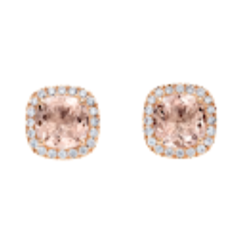 Blush ear pin 18K Rose gold (4N) + 2 morganites (Z) + 40 diamonds ALTC0718